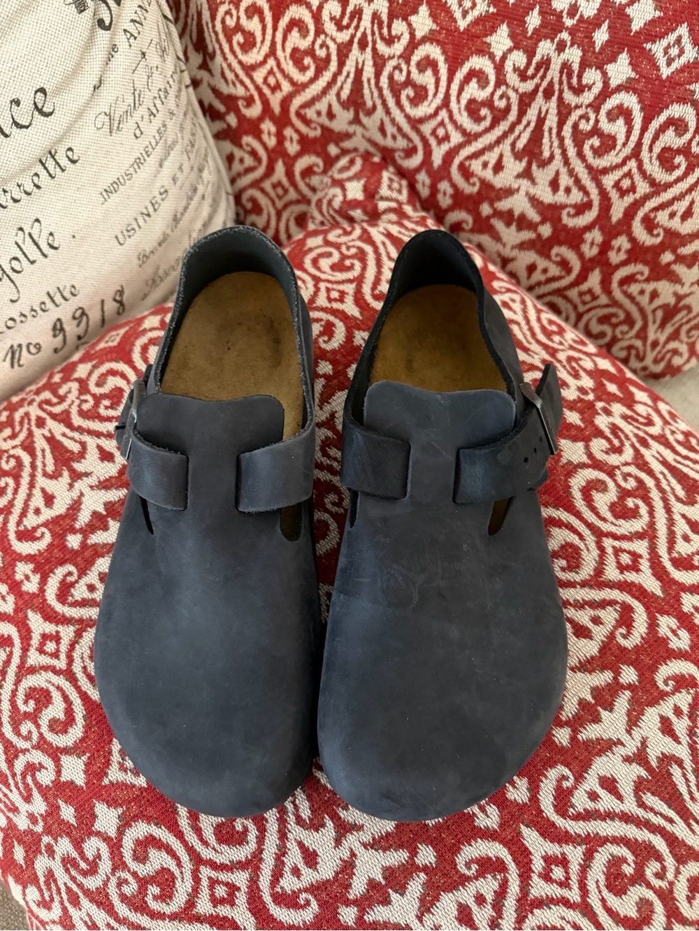 Birkenstock Women's Navy / Gray Nubuck Clogs